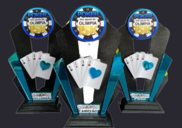 Trofeu Kit 3 Unid Personalizado Poker Futebol Esportes Mdf